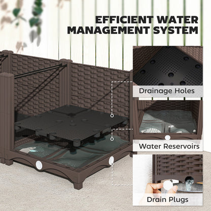 Plastic Raised Garden Bed, Outdoor Planter Box with Drainage Holes for Patio, Balcony, 63" x 15.7" x 14.6", Brown