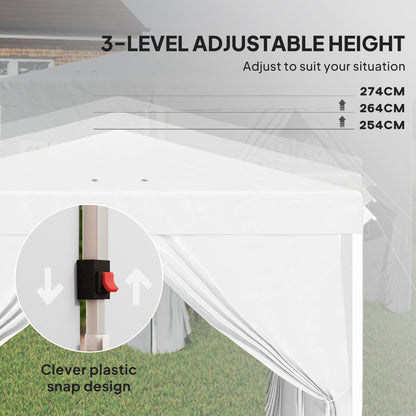 10' x 10' Pop-Up Canopy Tent with Sidewalls, Height-Adjustable, Carry Bag Included, for Outdoor, Garden, Patio, White