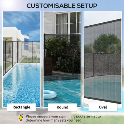 4 Panel Swimming Pool Fence, Aluminium Rustproof Pool Fencing, 4' x 12', Black
