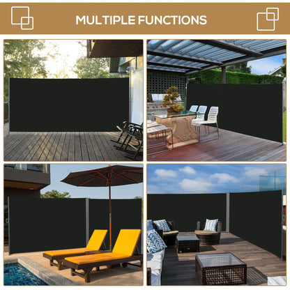 118" x 79" Retractable Side Awning Patio Outdoor Folding Privacy Screen with Resistance to UV Rays & Wind, Black