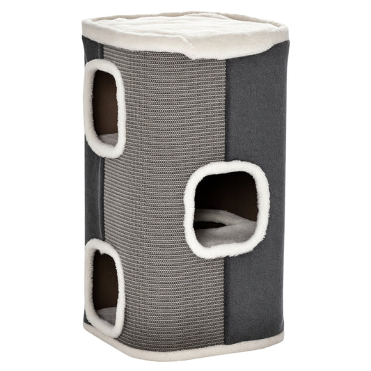 4-Story Cat House for Indoor, Cat Condo with Sisal Scratching Surface, Removable Cushion, 16" x 16" x 29", Grey