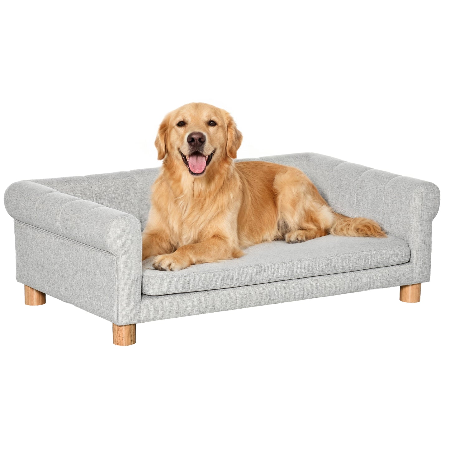 Modern Pet Sofa Cat or Medium Large Dog Bed W/ Removable Seat Cushion, Light Grey
