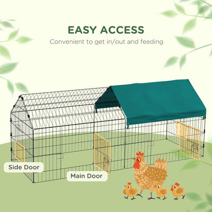 73" Small Animal Cage with Roof, Indoor/Outdoor Use, for Chicken, Rabbits, Chinchillas, Green