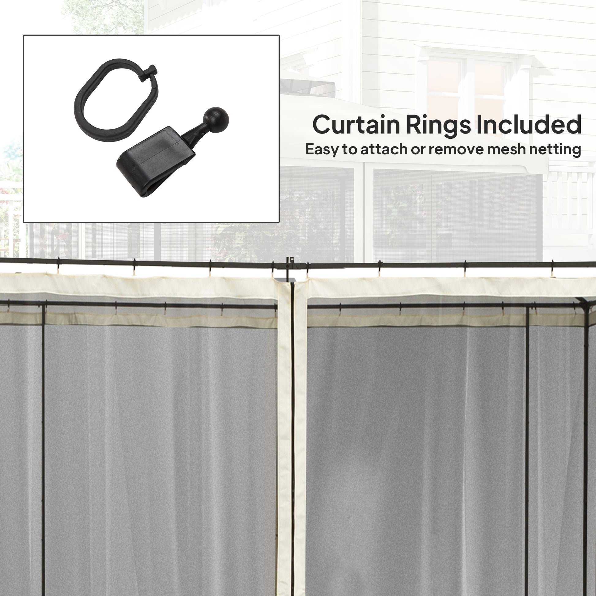Replacement Mosquito Netting for Gazebo 10' x 10' Black Screen Walls for Canopy with Zippers for Parties and Outdoor Activities, Cream White
