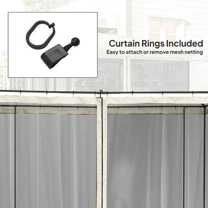 Replacement Mosquito Netting for Gazebo 10' x 10' Black Screen Walls for Canopy with Zippers for Parties and Outdoor Activities, Cream White