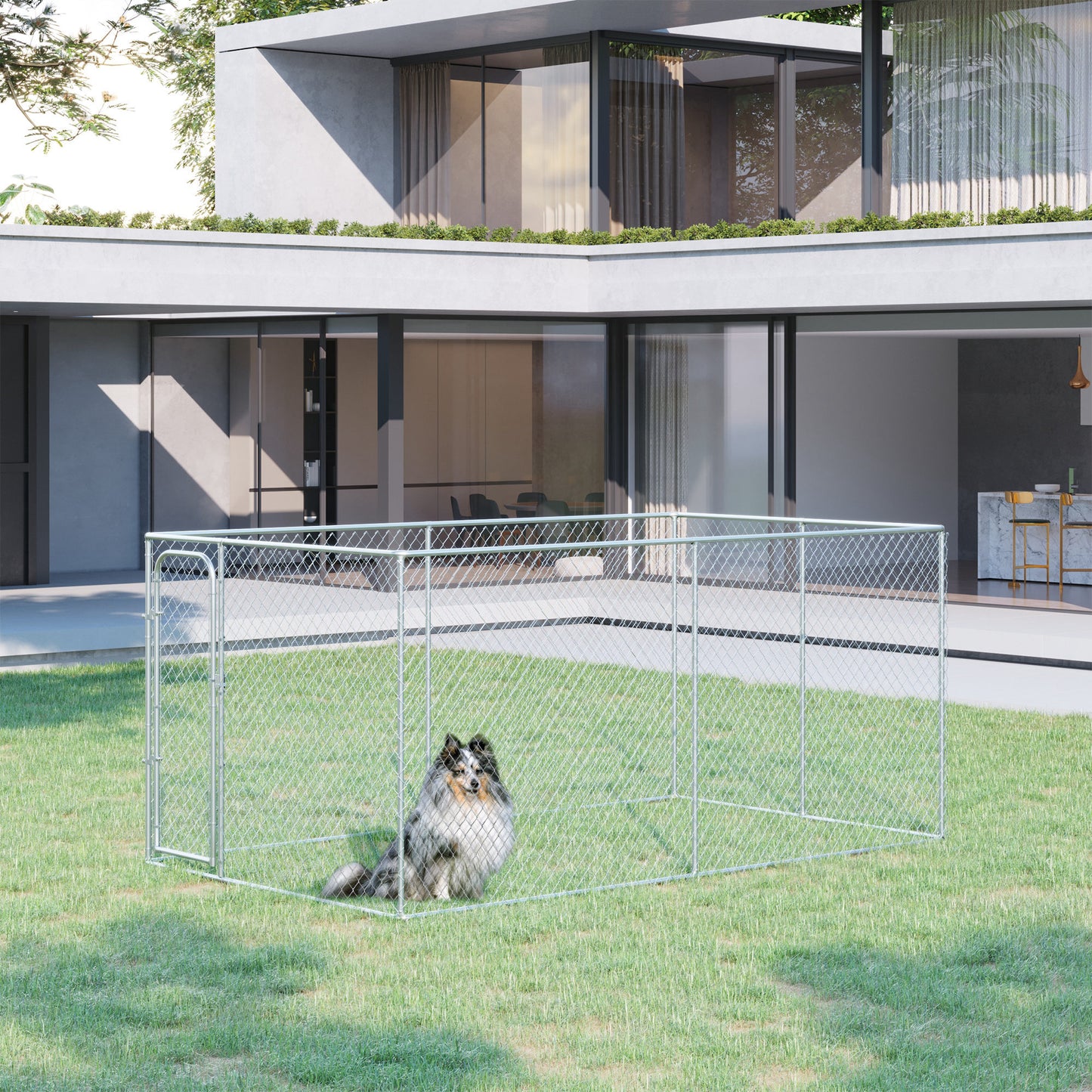 99 Sq. Ft. Dog Playpen Outdoor with Galvanized Steel Frame, for Small and Medium Dogs, 13.1' x 7.5' x 6'