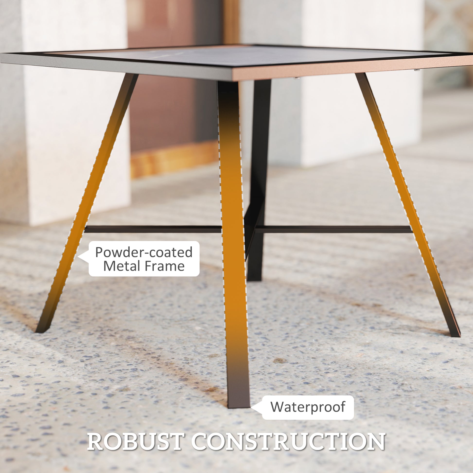 Small Outdoor Side Table, Patio Side Table with SPC Tabletop for Garden, Patio, Lawn, Grey