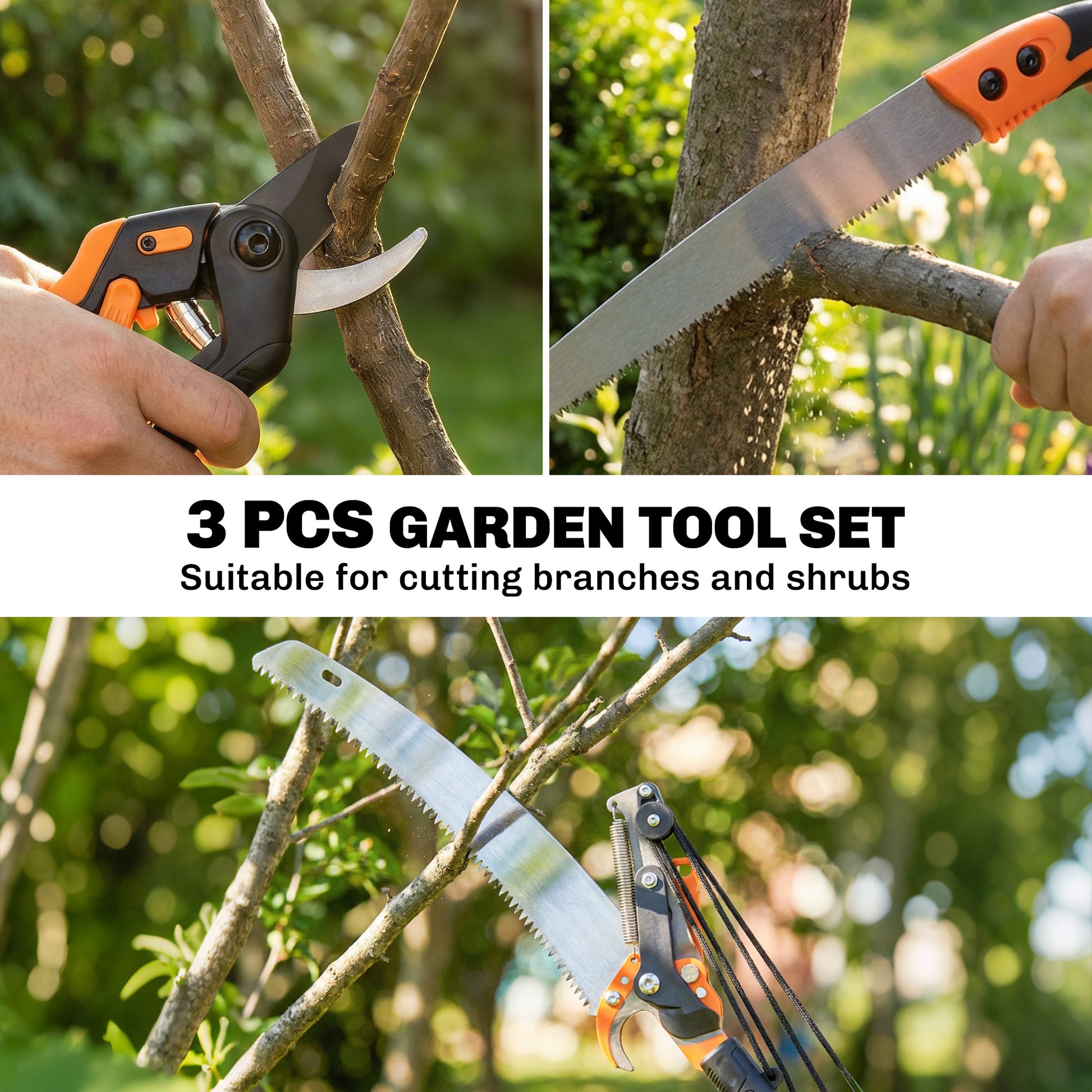 2-In-1 Manual Pole Saw, Hand Pruning Saw, Secateurs with Safety Lock, 6.5ft Aluminium Telescopic Pole Pruner