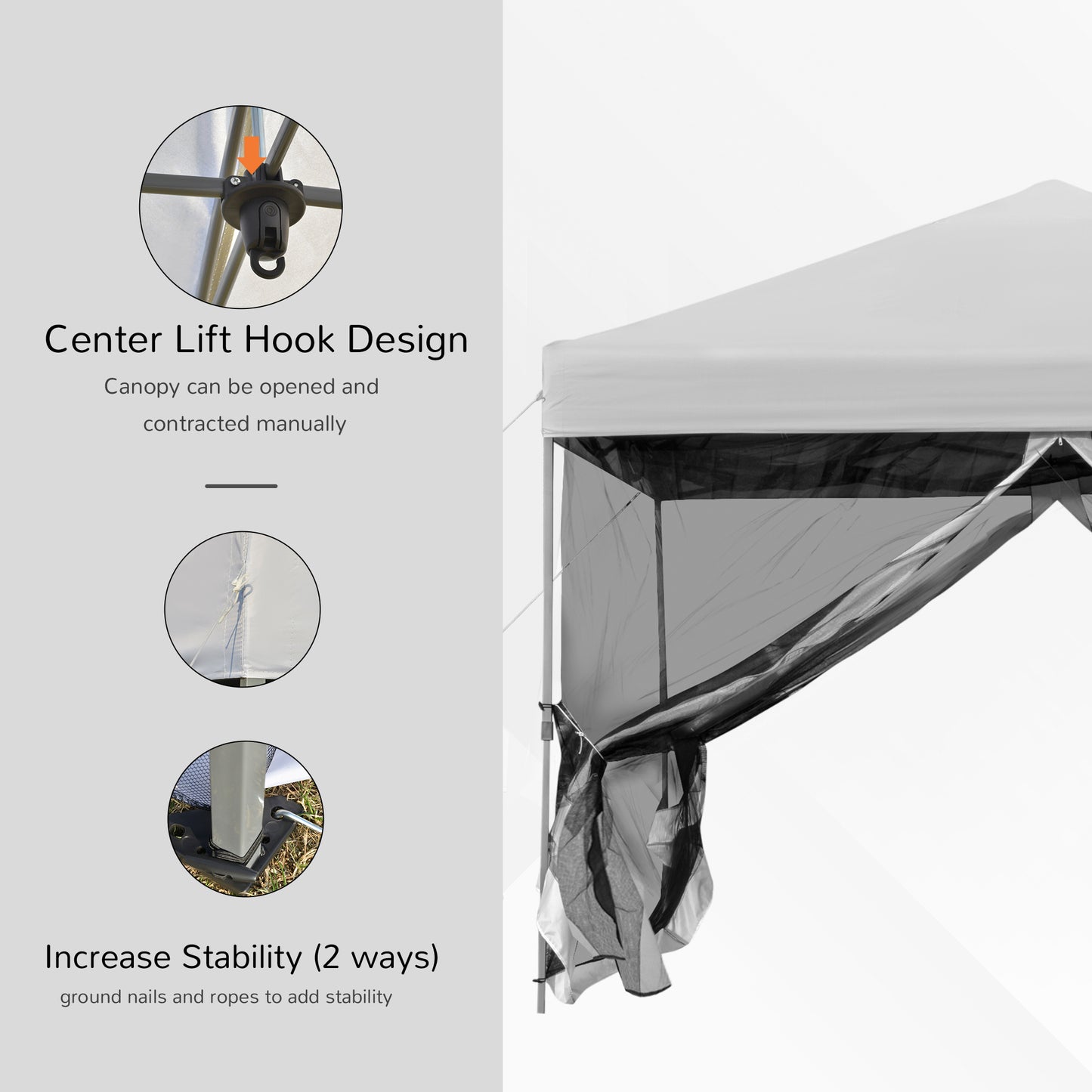 10' x 10' Pop-Up Canopy Tent Outdoor Party Tent, 3-Level Adjustable Height, Silver