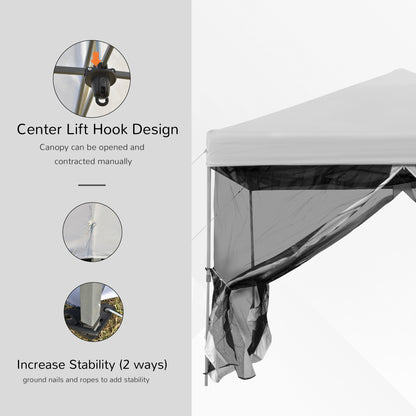 10' x 10' Pop-Up Canopy Tent Outdoor Party Tent, 3-Level Adjustable Height, Silver