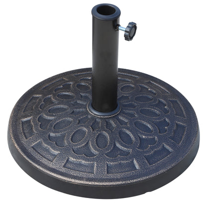 26 lbs Resin Round Umbrella Base Stand Market Parasol Base for Φ1.5", Φ1.89" Pole, for Backyard, Garden, Bronze