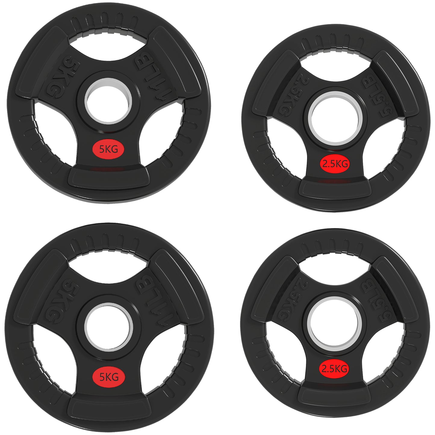 Soozier Weight Plates Set, 2-Inch Barbell Weights Set w/Tri-Grips for Weightlifting and Strength Training, 2 x 6lbs, 2 x 11lbs