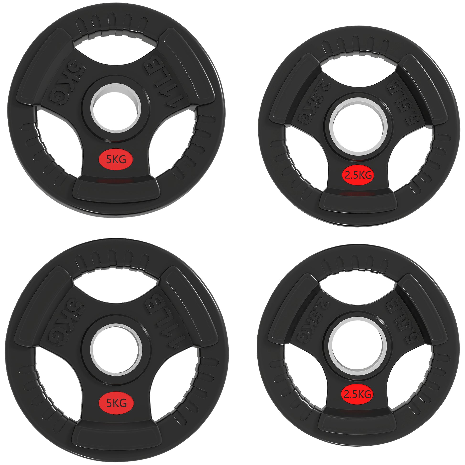 Soozier Weight Plates Set, 2-Inch Barbell Weights Set w/Tri-Grips for Weightlifting and Strength Training, 2 x 6lbs, 2 x 11lbs