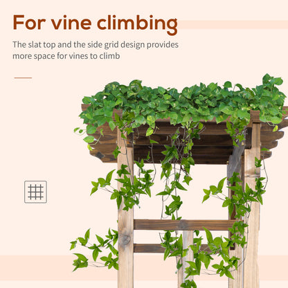 85" Wooden Outdoor Garden Arbour, Garden Arch Trellis for Climbing Vines for Wedding and Ceremony - Carbonized