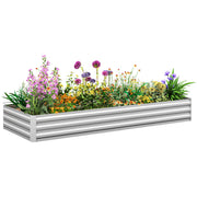 95" x 36" x 12" Galvanized Raised Garden Bed, Metal Elevated Planter Box for Growing Flowers, Herbs, Succulents, Silver