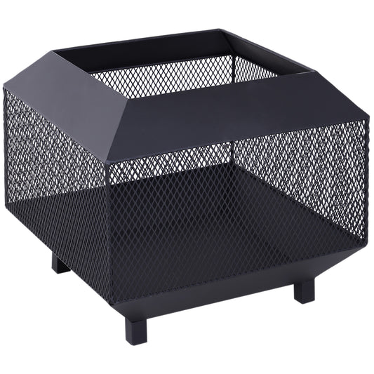 17" Outdoor Fire Pit with Fire Poker, Wood Burning Firepits, Portable Firepit for Patio Backyard Bonfire Camping, Black