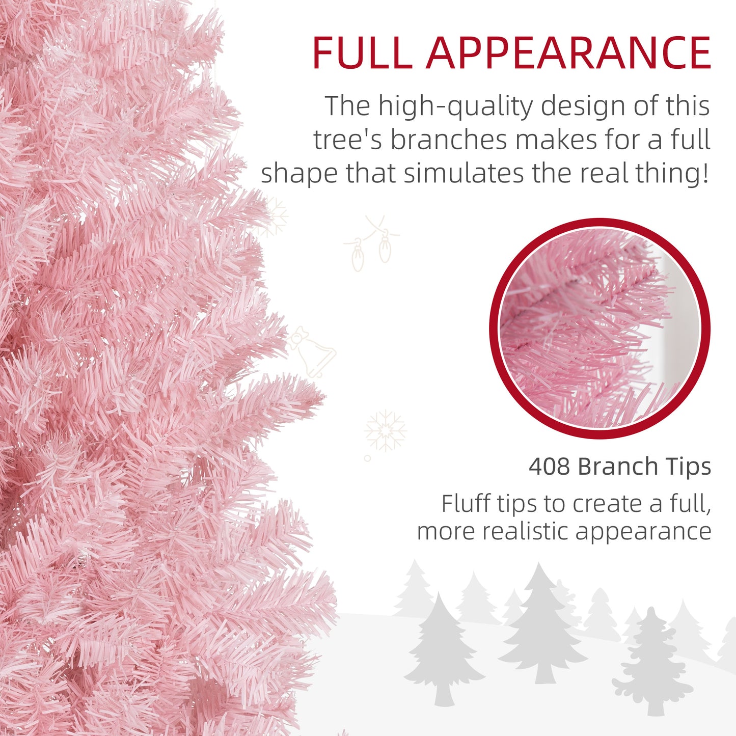 5FT Pencil Christmas Tree, Artificial Christmas Tree with Automatic Open for Home Party, Pink