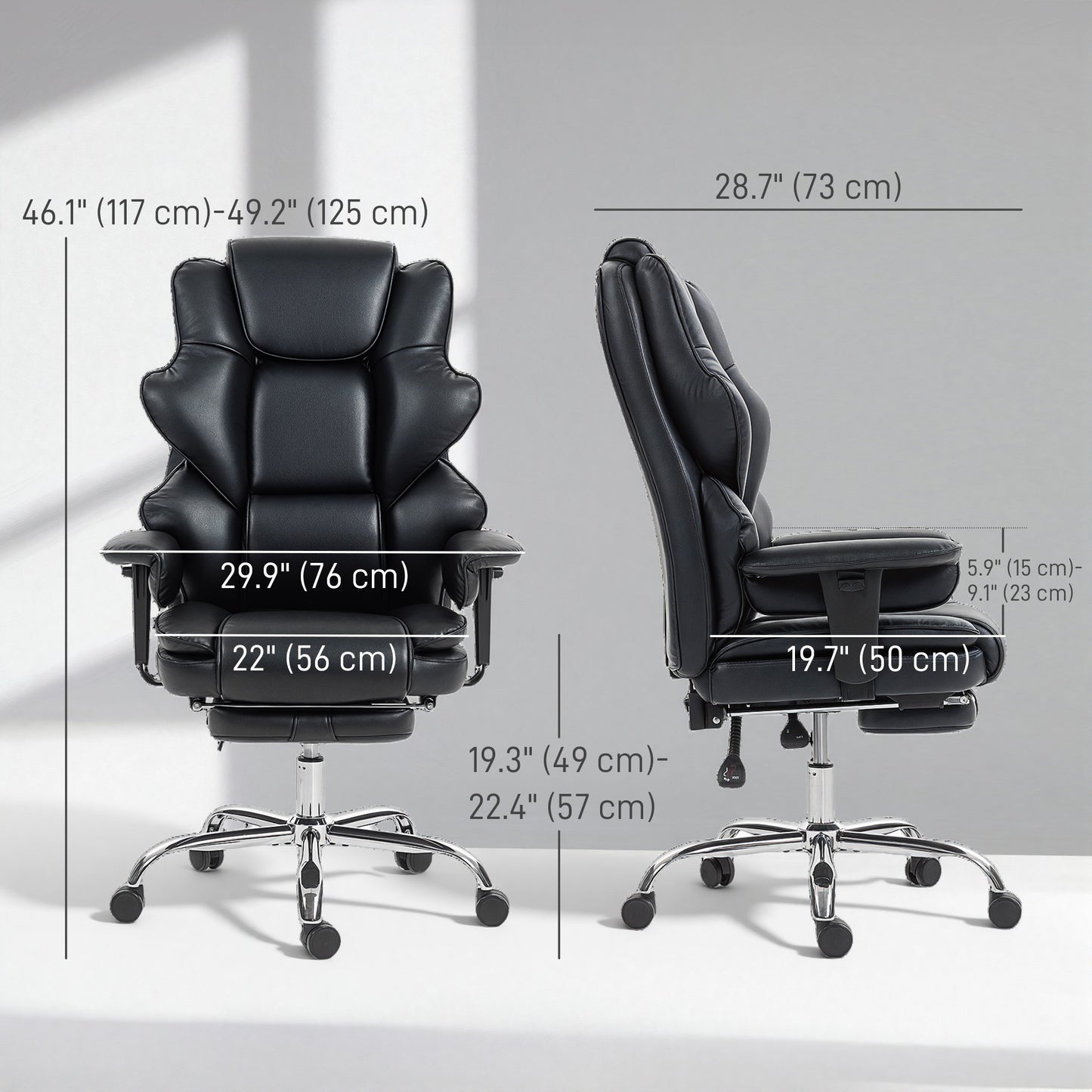 Big and Tall Office Chair, 400 lbs Overstuffed Desk Chair with Spring Cushion, Shaped Foam, PU Leather