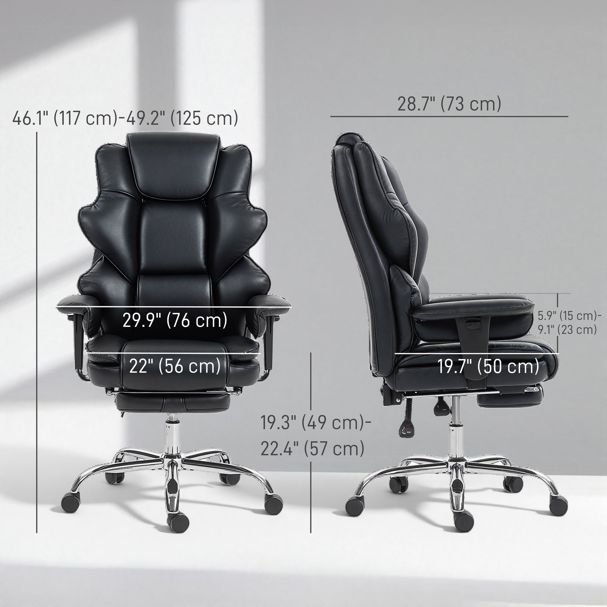 Big and Tall Office Chair, 400 lbs Overstuffed Desk Chair with Spring Cushion, Shaped Foam, PU Leather