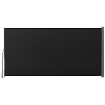 118" x 63" Retractable Side Awning Patio Outdoor Folding Privacy Screen with Resistance to UV Rays & Wind, Black