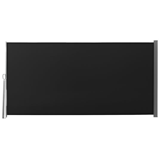 118" x 63" Retractable Side Awning Patio Outdoor Folding Privacy Screen with Resistance to UV Rays & Wind, Black