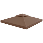 10' x 10' Square 2-Tier Gazebo Canopy Replacement Top Cover Outdoor Garden Sun Shade, Coffee