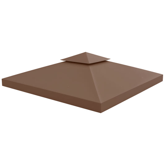 10' x 10' Square 2-Tier Gazebo Canopy Replacement Top Cover Outdoor Garden Sun Shade, Coffee