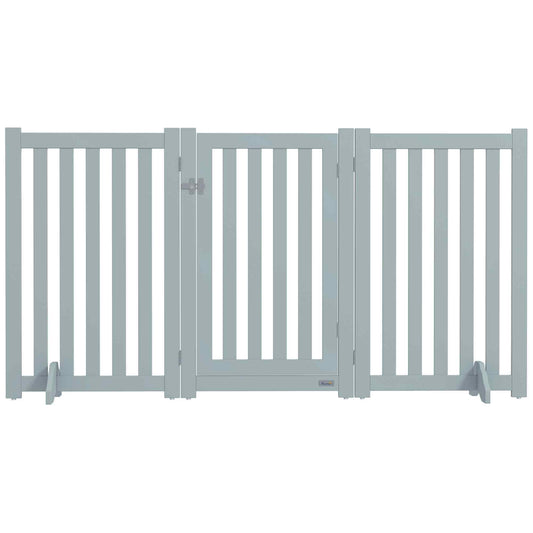 3-Panel Foldable Dog Gate with Feet for Medium Dogs and Below, Grey