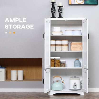 48" 4-Door Storage Cabinet Multi-Storey Large Space Pantry with Adjustable Shelves White