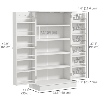 Freestanding Pantry Cabinet 41 Inch Kitchen Pantry with Spice Racks and Adjustable Shelves for Home Use, White