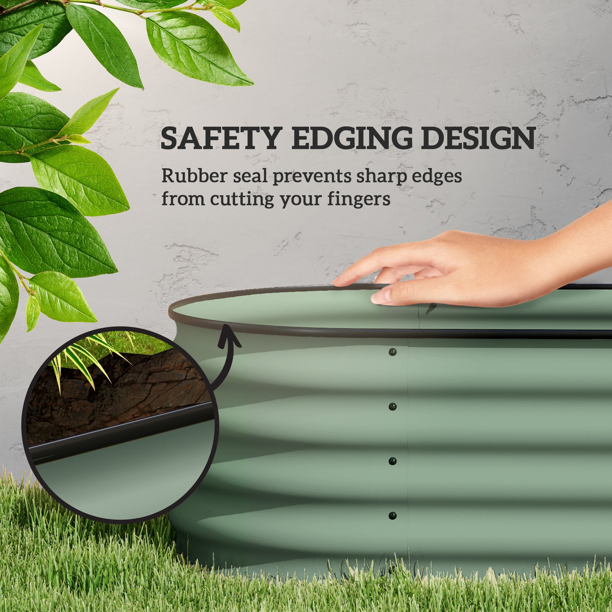 8 x 2 x 1.5 FT Galvanized Steel Raised Garden Bed, Metal Garden Bed Planter Box with Safety Edging, Green