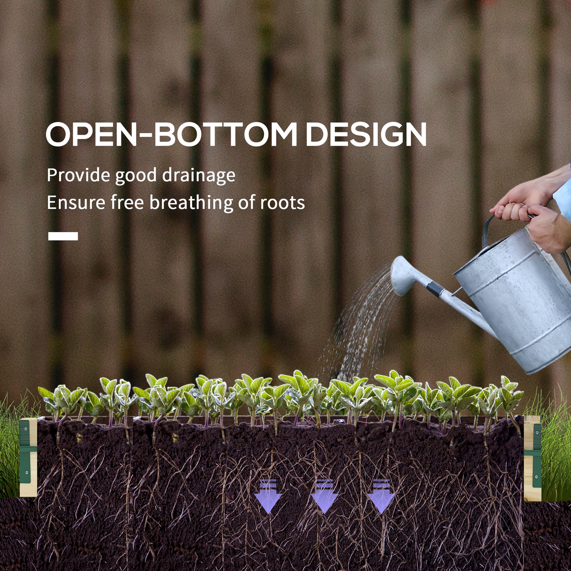 12 Pockets Raised Garden Bed with Greenhouse and Roll Up Windows for Vegetables, Flowers, 4' x 3' x 2', Natural Wood