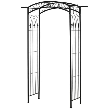 7Ft Outdoor Garden Arbor, Wedding Arch for Ceremony, Trellis with Scrollwork Design, Ideal for Climbing Vines and Plants, Black