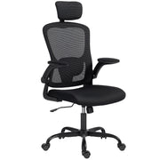 Ergonomic Office Chair, Mesh Desk Chair with Adjustable Headrest, Lumbar Support and Height, Flip-Up Armrests, Black