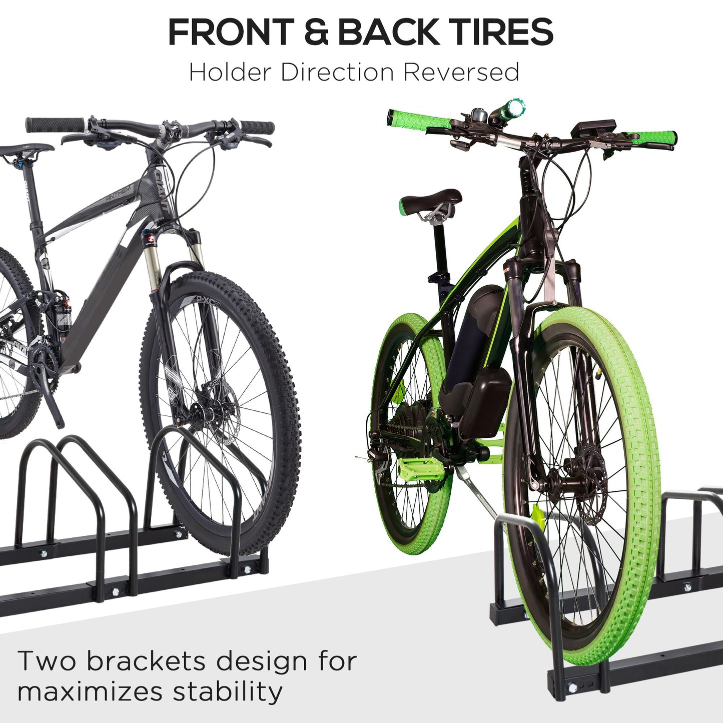 Soozier 4-Bike Bicycle Floor Parking Rack Cycling Storage Stand Garage Organizer for Indoor and Outdoor Use Black