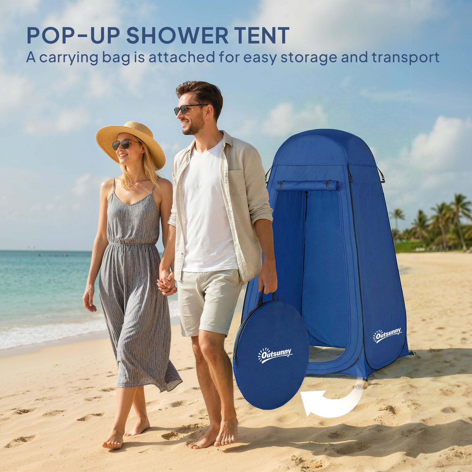 Pop Up Shower Tent, Portable Privacy Room for Outdoor Changing, Dressing, Fishing Storage with Carrying Bag, Blue