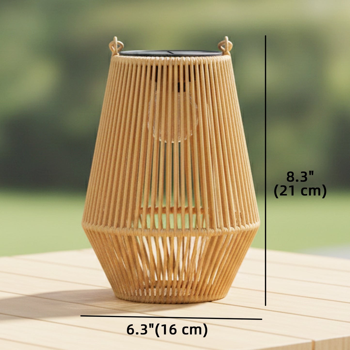 2 Pack Wicker Solar Lanterns Outdoor Waterproof Hanging Lights with Auto On/Off and Handles, Brown