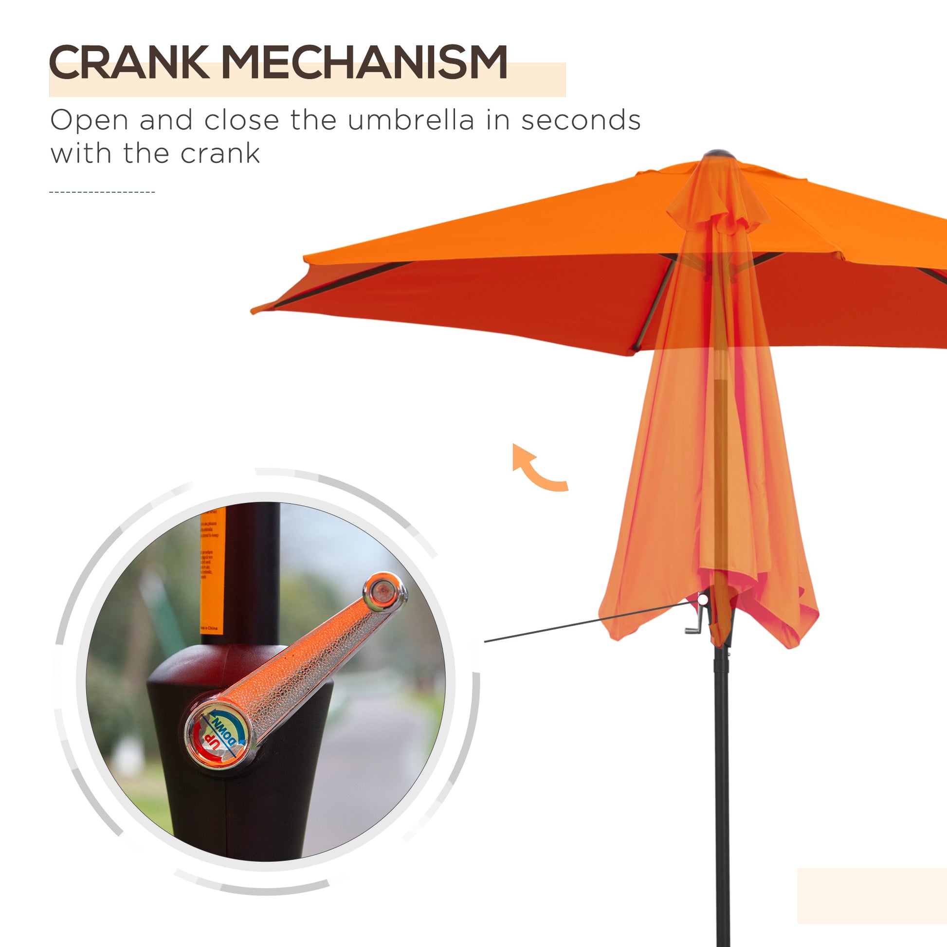 8.5' Round Aluminum Patio Umbrella Garden Parasol Market Sunshade Tilt Canopy w/ 6 Ribs, Crank Handle, Blue