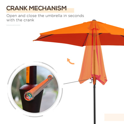 8.5' Round Aluminum Patio Umbrella Garden Parasol Market Sunshade Tilt Canopy w/ 6 Ribs, Crank Handle, Blue