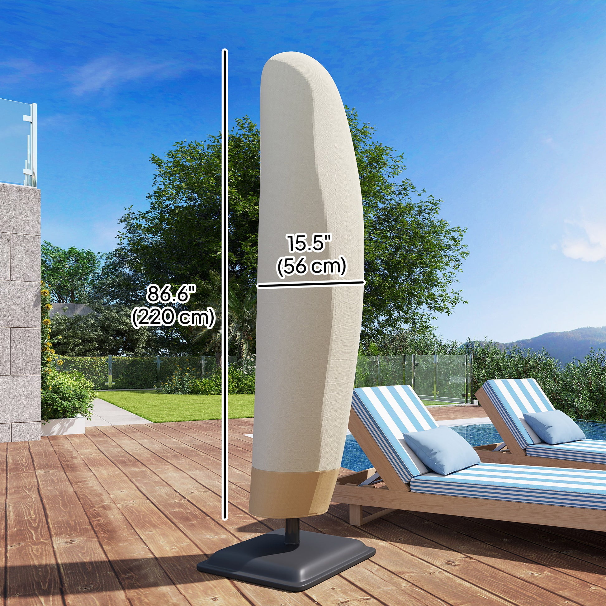 87-Inch Patio Umbrella Cover for for 10ft to 13ft Outdoor Offset Umbrella, Beige and Coffee
