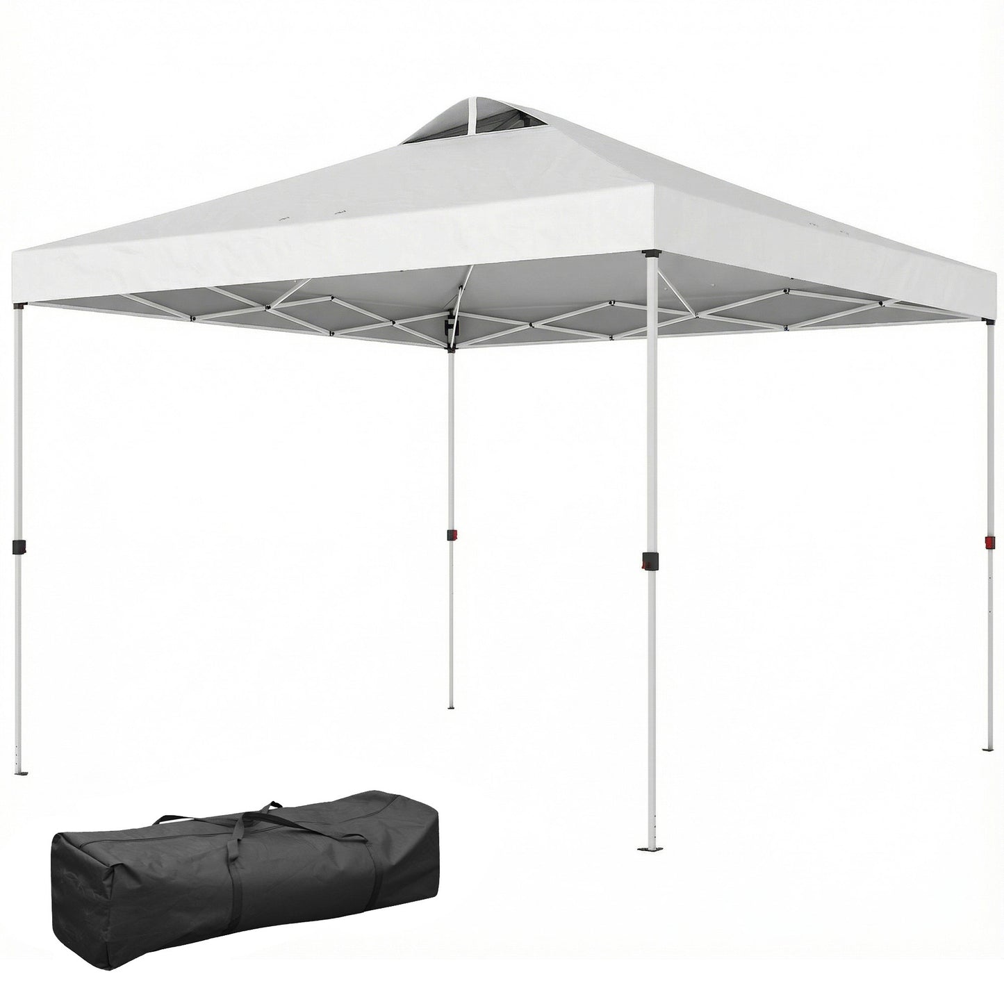 Pop Up Canopy Waterproof Canopy Tent with Carrying Bag for Parties Garden BBQs 9.8' x 9.8' White