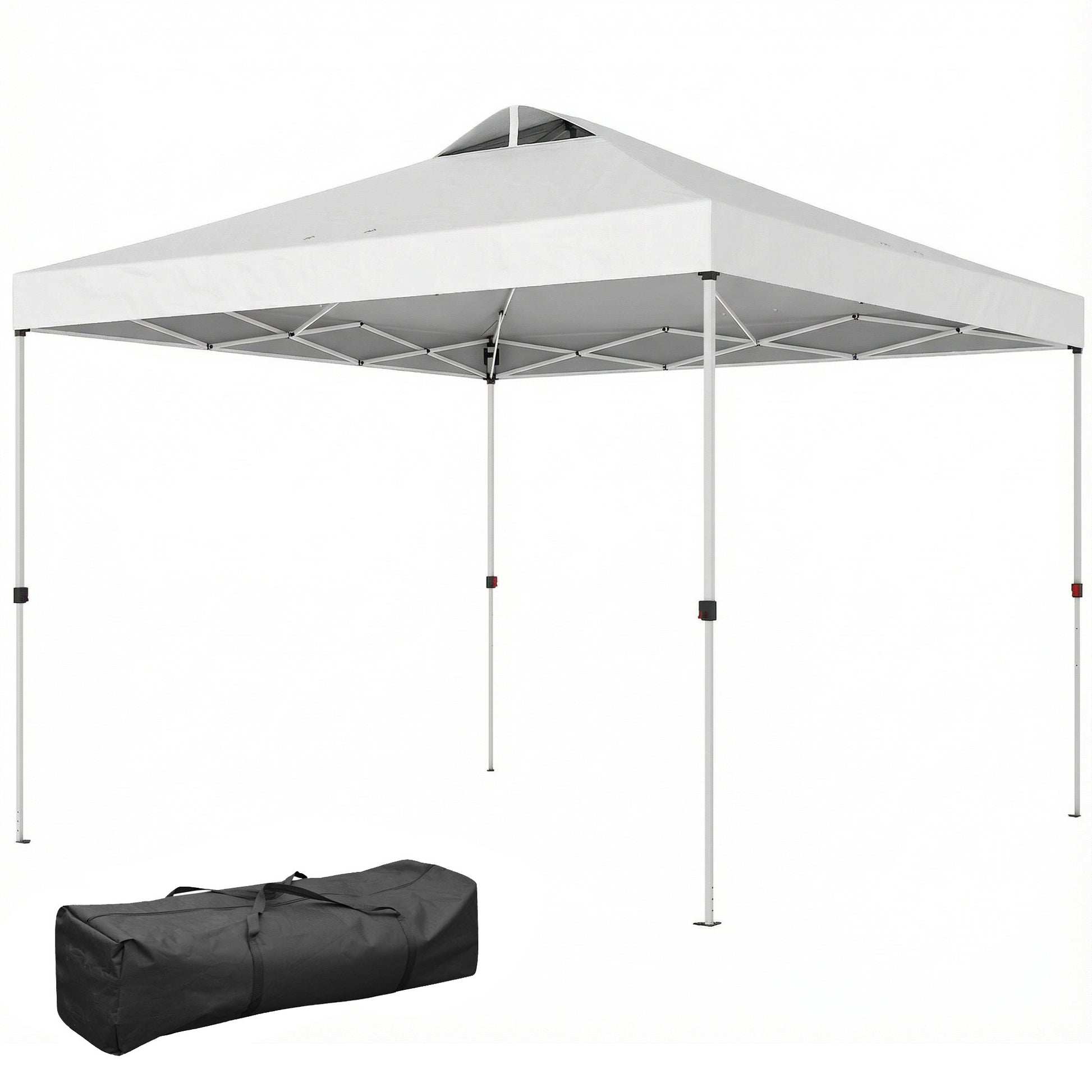 Pop Up Canopy Waterproof Canopy Tent with Carrying Bag for Parties Garden BBQs 9.8' x 9.8' White