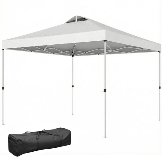 Pop Up Canopy Waterproof Canopy Tent with Carrying Bag for Parties Garden BBQs 9.8' x 9.8' White