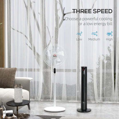 Tower Fan and 16" Pedestal Fan Set, with Remote Control, Height Adjustable, Tilted Head, Timer, Oscillating Standing Fan, Stand Floor Fans for Bedroom, White