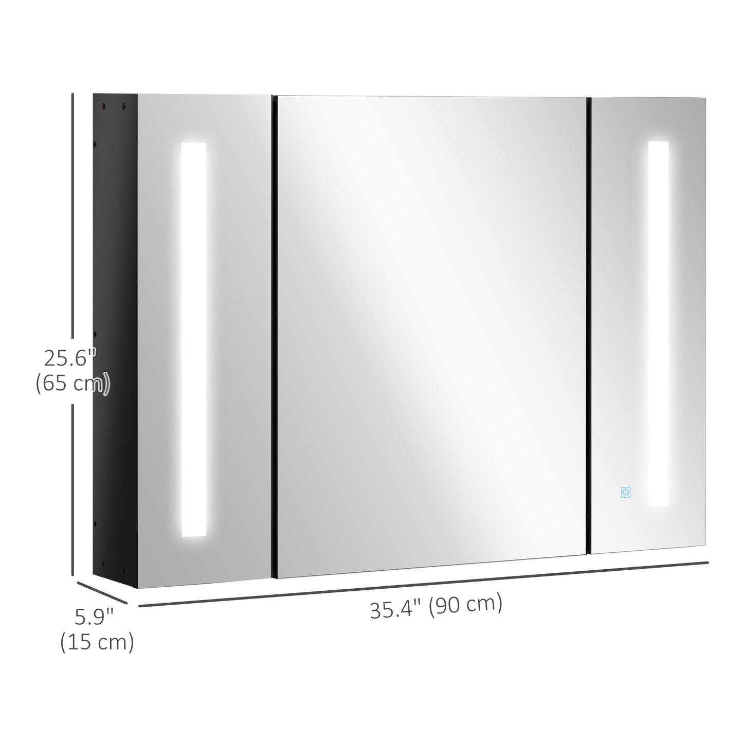 LED Medicine Cabinet with Mirror, Wall Mounted Bathroom Mirror Cabinet with Adjustable Shelves, High Gloss Black