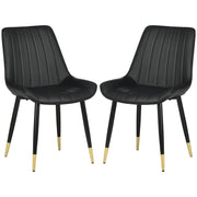 Dining Chairs Set of 2, Modern Kitchen Chair with PU Leather Upholstery and Steel Legs for Living Room, Bedroom, Black