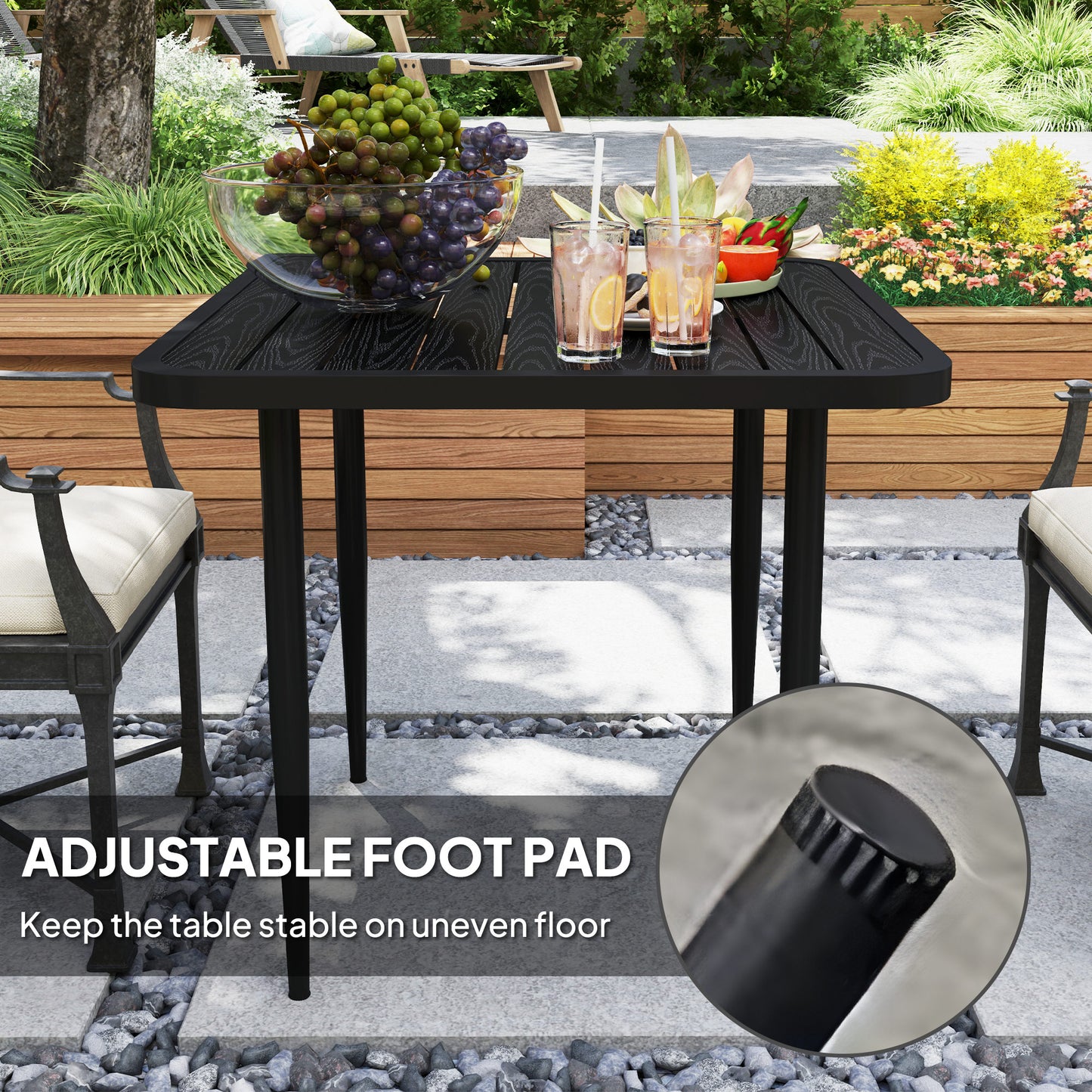 31.5" Patio Dining Table for 4, Metal Square Outdoor Table for Garden, Lawn, Backyard, Black