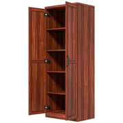63" Kitchen Storage Cabinet, 5-tier Pantry Cabinet with Doors and Adjustable Shelves for Dining Room, Tan