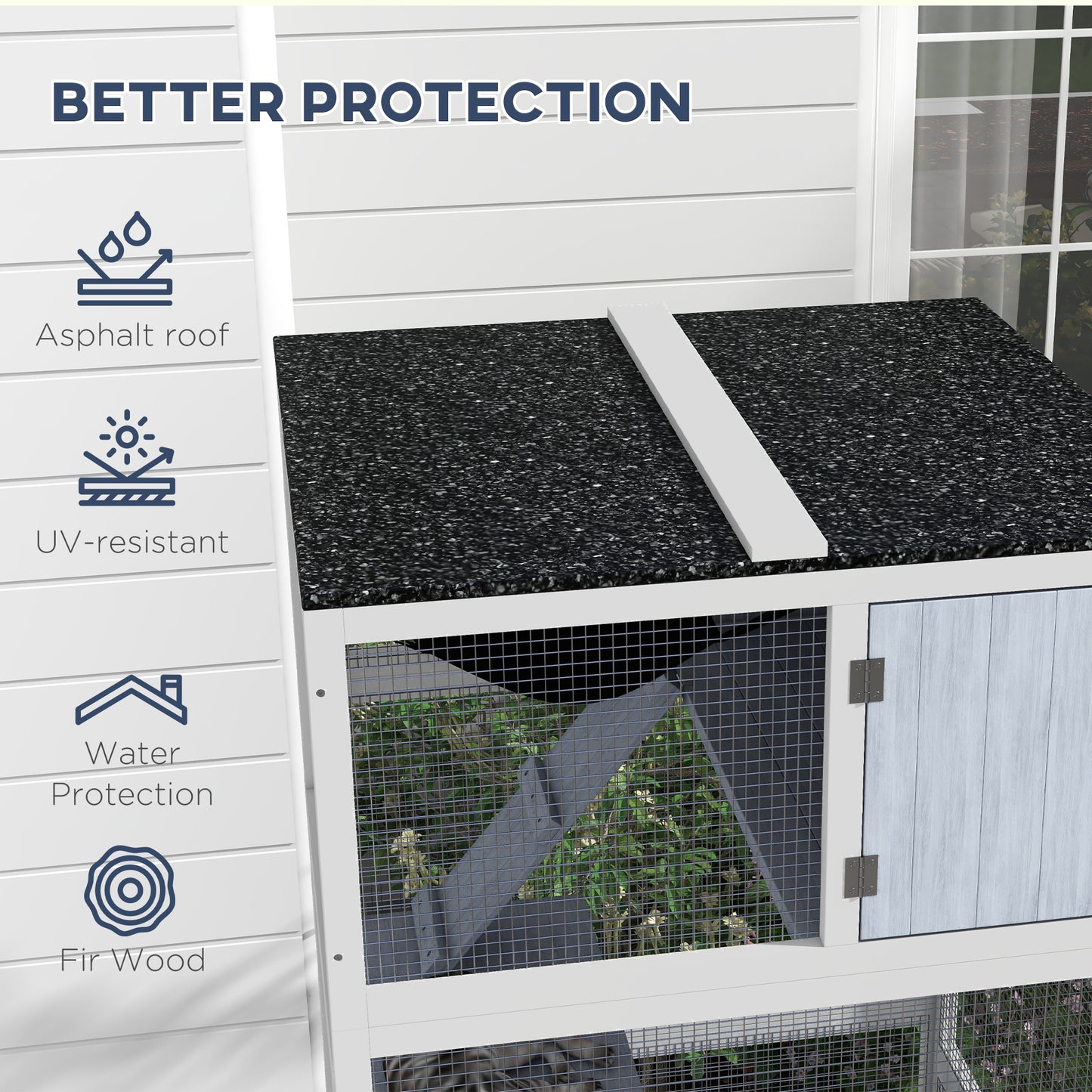 34" L Catio Outdoor Cat Enclosure on Wheels with Hammock Multiple Platforms Resting Condo Ramps for 1-3 Cats, Light Grey
