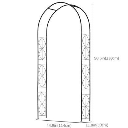 Vintage Style Garden Arch, 7.5FT Patio Outdoor Arbor Metal Trellis Support For Vines, Climbing Plants Decoration, Black